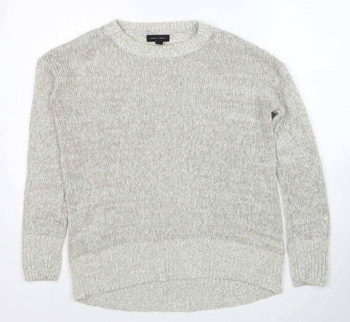 New Look Womens Grey Round Neck Acrylic Pullover Jumper Size S