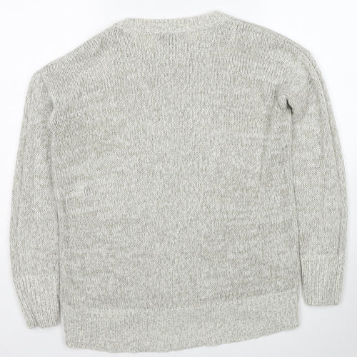 New Look Womens Grey Round Neck Acrylic Pullover Jumper Size S