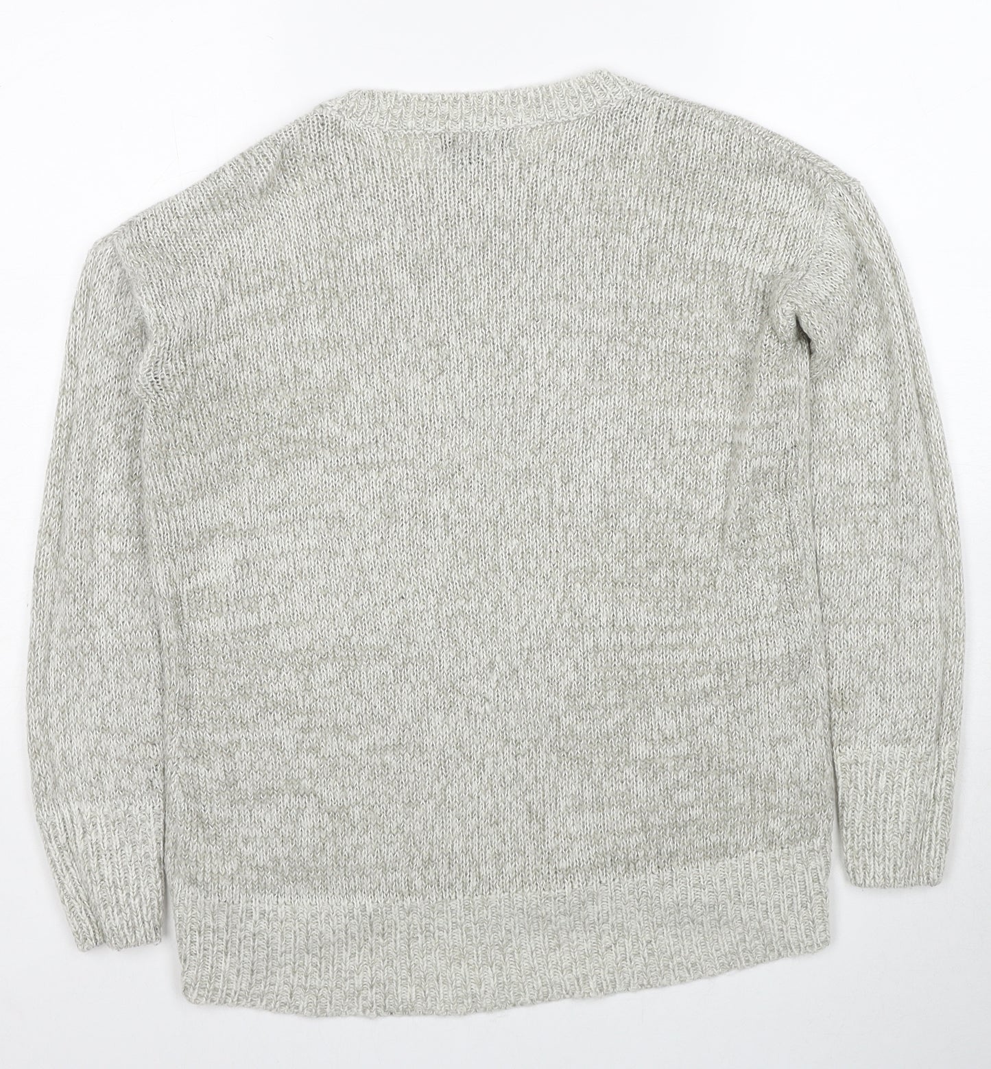 New Look Womens Grey Round Neck Acrylic Pullover Jumper Size S
