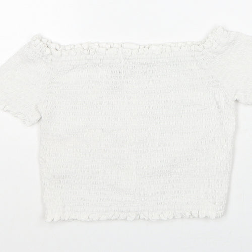 New Look Womens White Viscose Basic Tank Size 10 Off the Shoulder