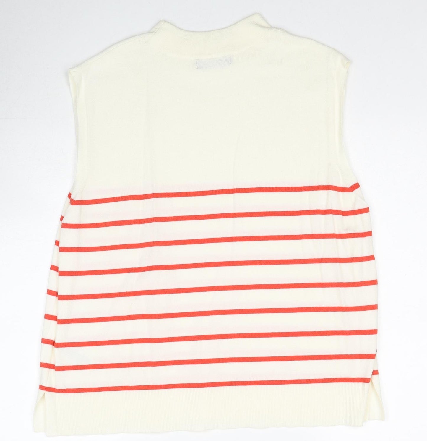Marks and Spencer Womens Ivory Striped Viscose Basic Tank Size 18 Mock Neck