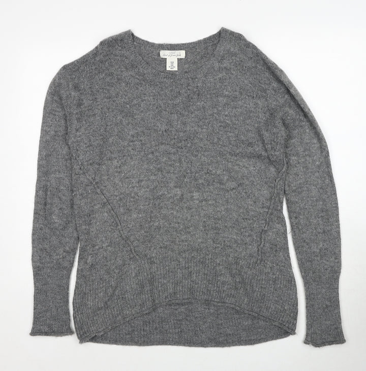 H&M Womens Grey Round Neck Acetate Pullover Jumper Size M