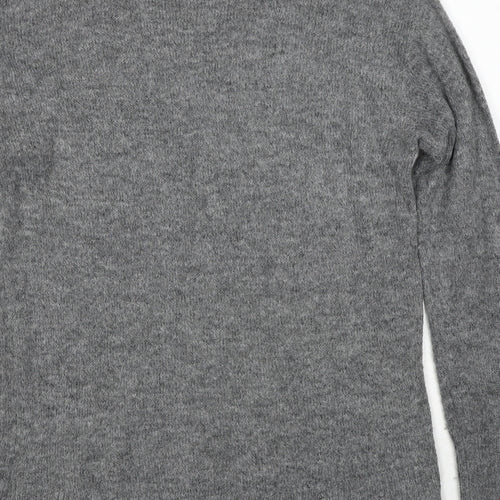 H&M Womens Grey Round Neck Acetate Pullover Jumper Size M