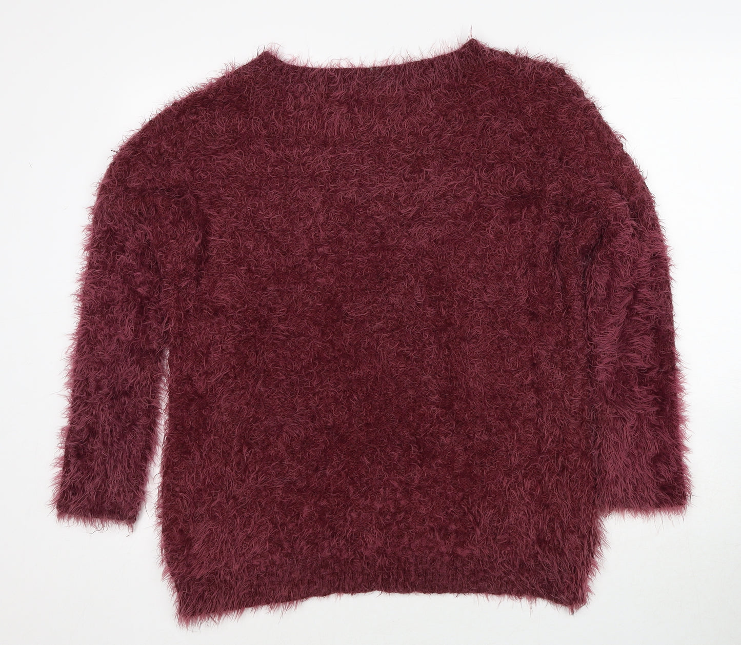 Peacocks Womens Red Boat Neck Polyester Pullover Jumper Size L - Fluffy