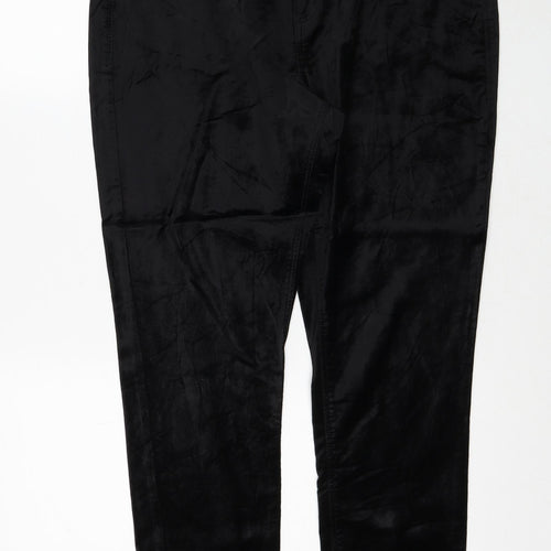 Preworn Womens Black Cotton Trousers Size 34 in Regular Zip