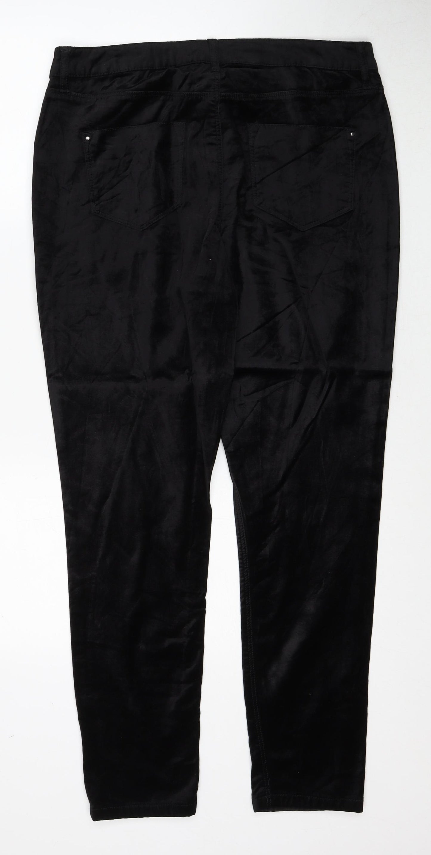 Preworn Womens Black Cotton Trousers Size 34 in Regular Zip