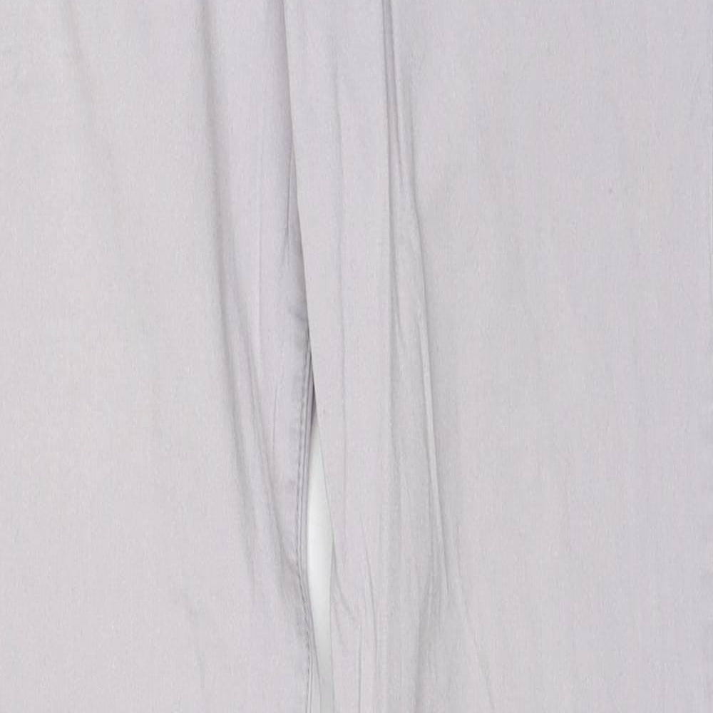 H&M Womens Grey Cotton Chino Trousers Size 8 Regular Zip