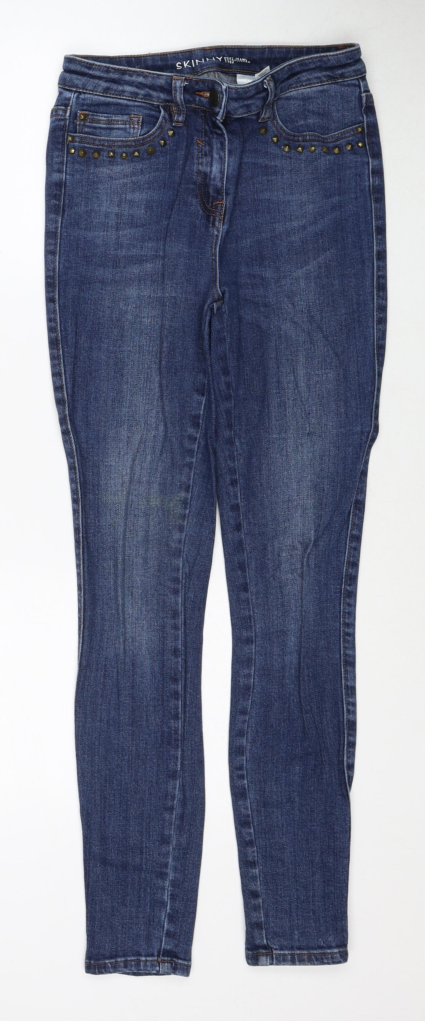 NEXT Womens Blue Cotton Skinny Jeans Size 8 Slim Zip