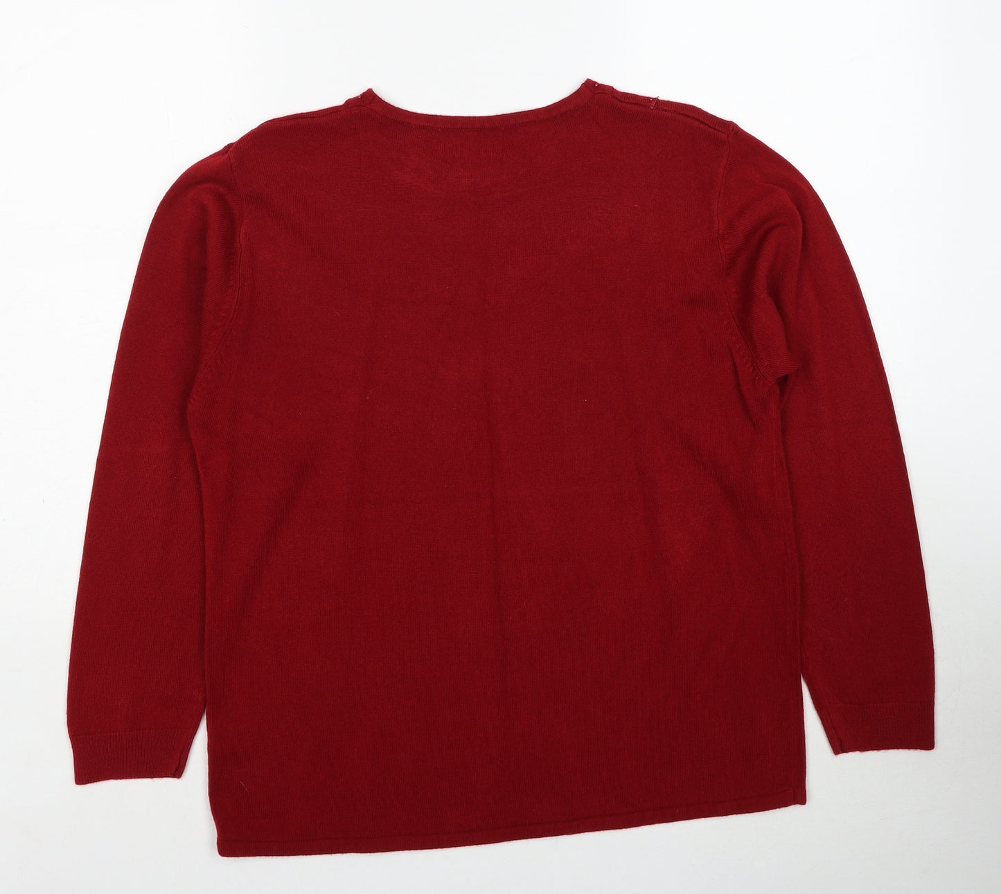 Reflect Womens Red Round Neck Acrylic Pullover Jumper Size L - Size L/XL