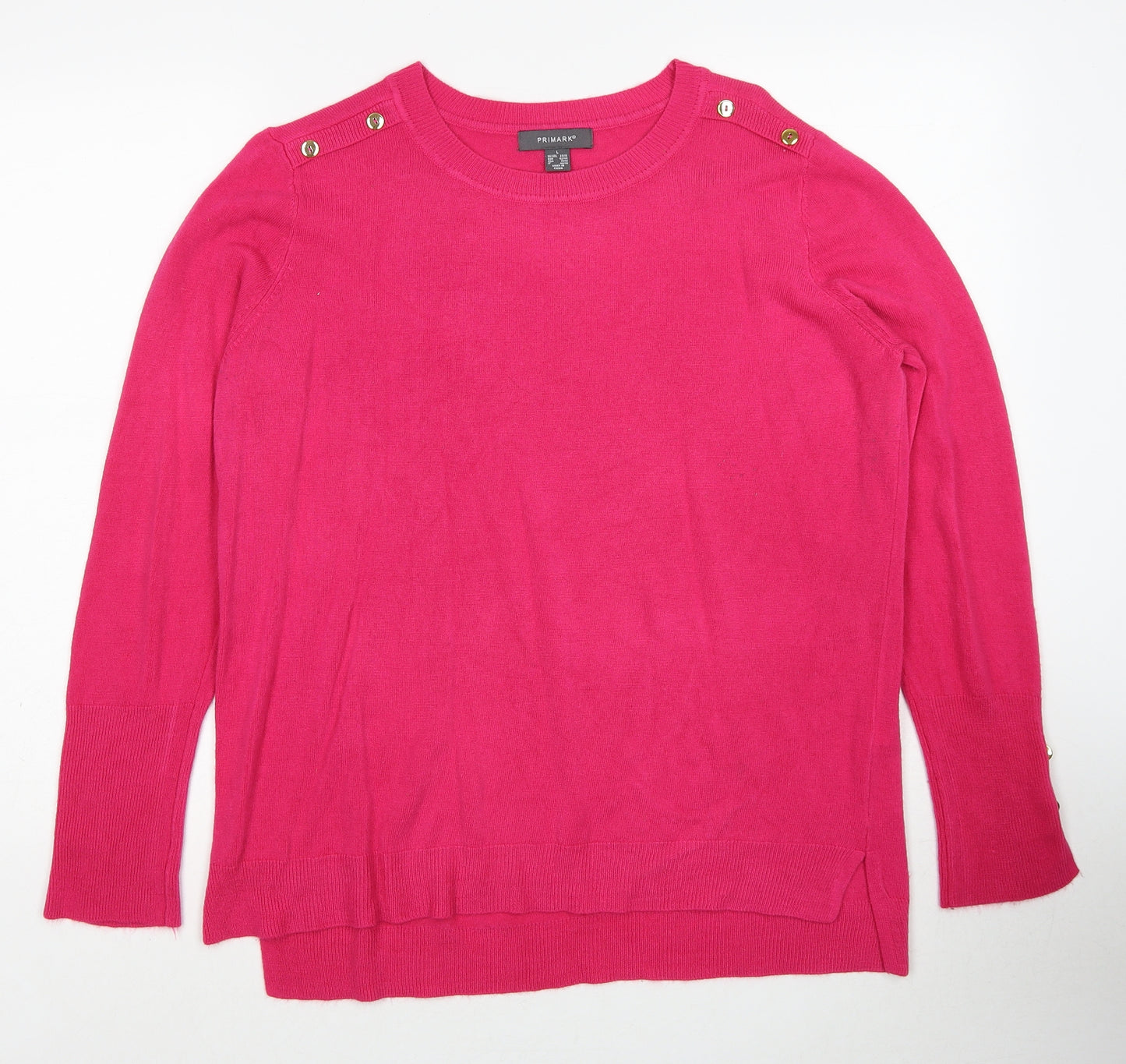 Primark Womens Pink Round Neck Acrylic Pullover Jumper Size 14 - Size 14-16