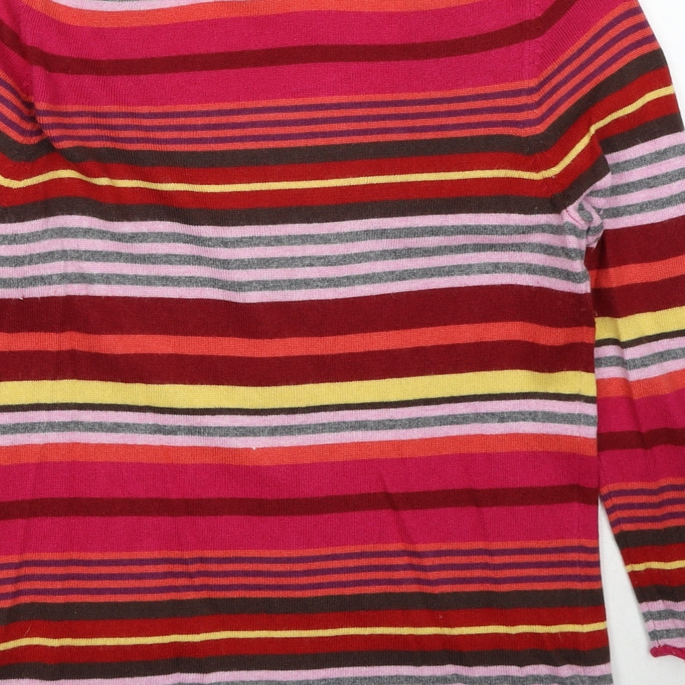 Marks and Spencer Womens Red V-Neck Striped Viscose Cardigan Jumper Size 10