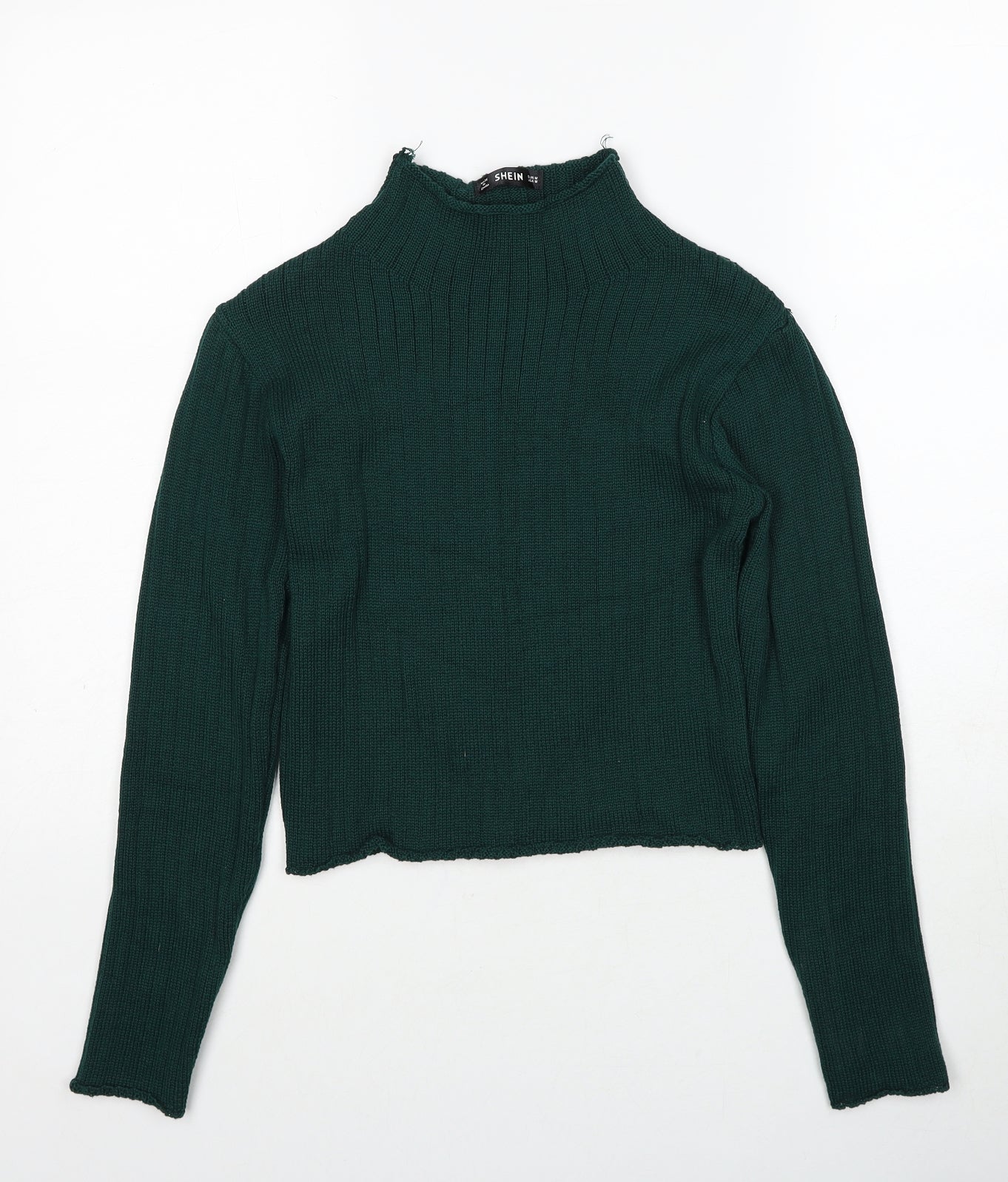 SheIn Womens Green High Neck Acrylic Pullover Jumper Size M