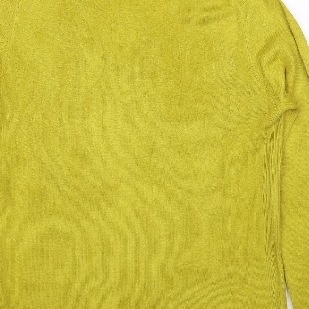 Marks and Spencer Womens Yellow V-Neck Acrylic Pullover Jumper Size 14