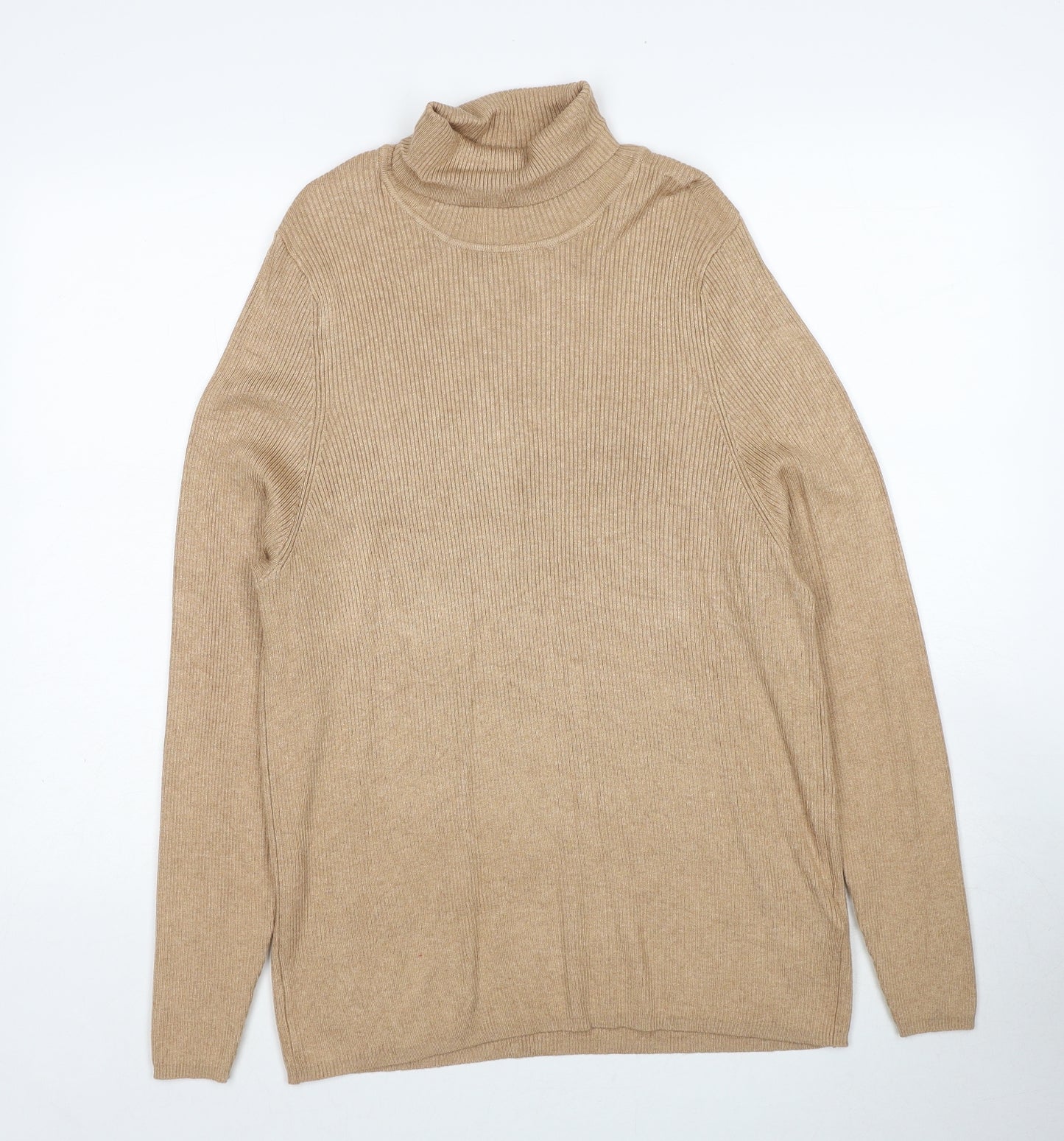 Marks and Spencer Womens Beige Roll Neck Viscose Pullover Jumper Size 20