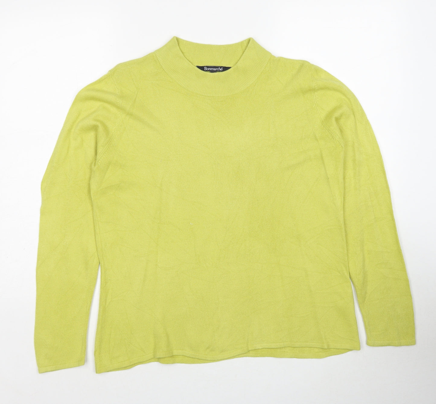 Bonmarché Womens Yellow Round Neck Acrylic Pullover Jumper Size 16 - Size 16-18