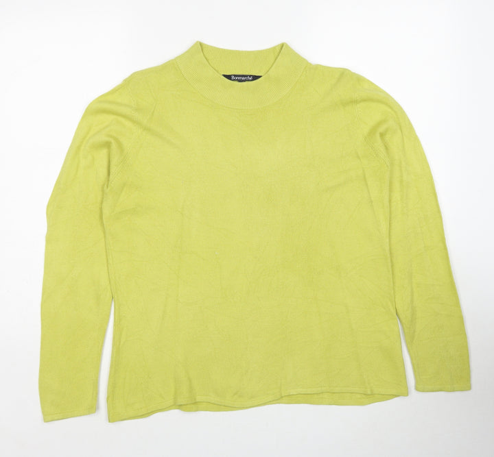 Bonmarché Womens Yellow Round Neck Acrylic Pullover Jumper Size 16 - Size 16-18
