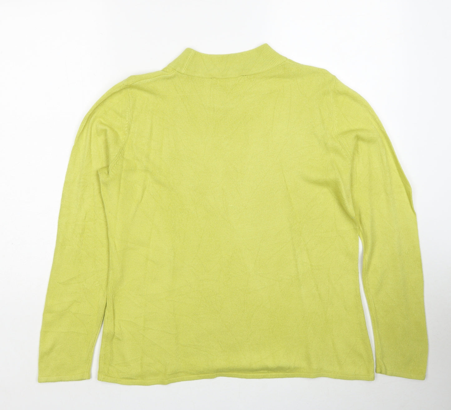 Bonmarché Womens Yellow Round Neck Acrylic Pullover Jumper Size 16 - Size 16-18