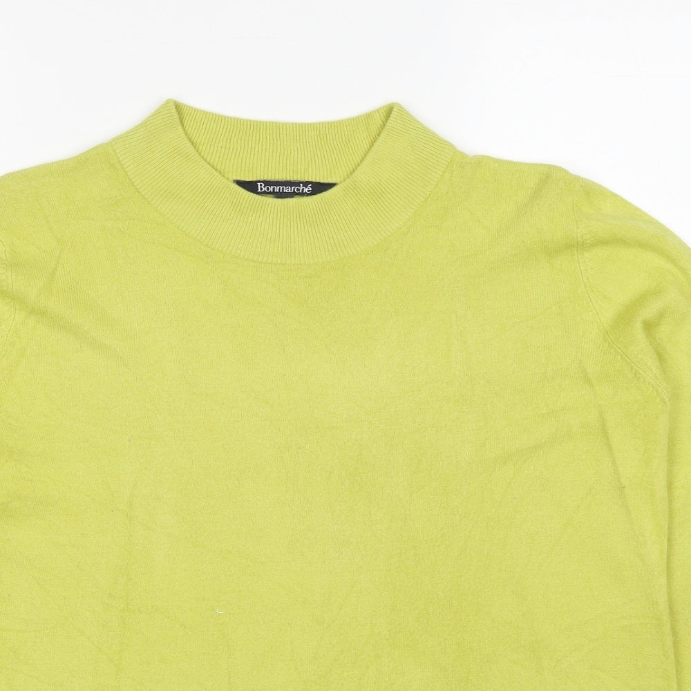 Bonmarché Womens Yellow Round Neck Acrylic Pullover Jumper Size 16 - Size 16-18