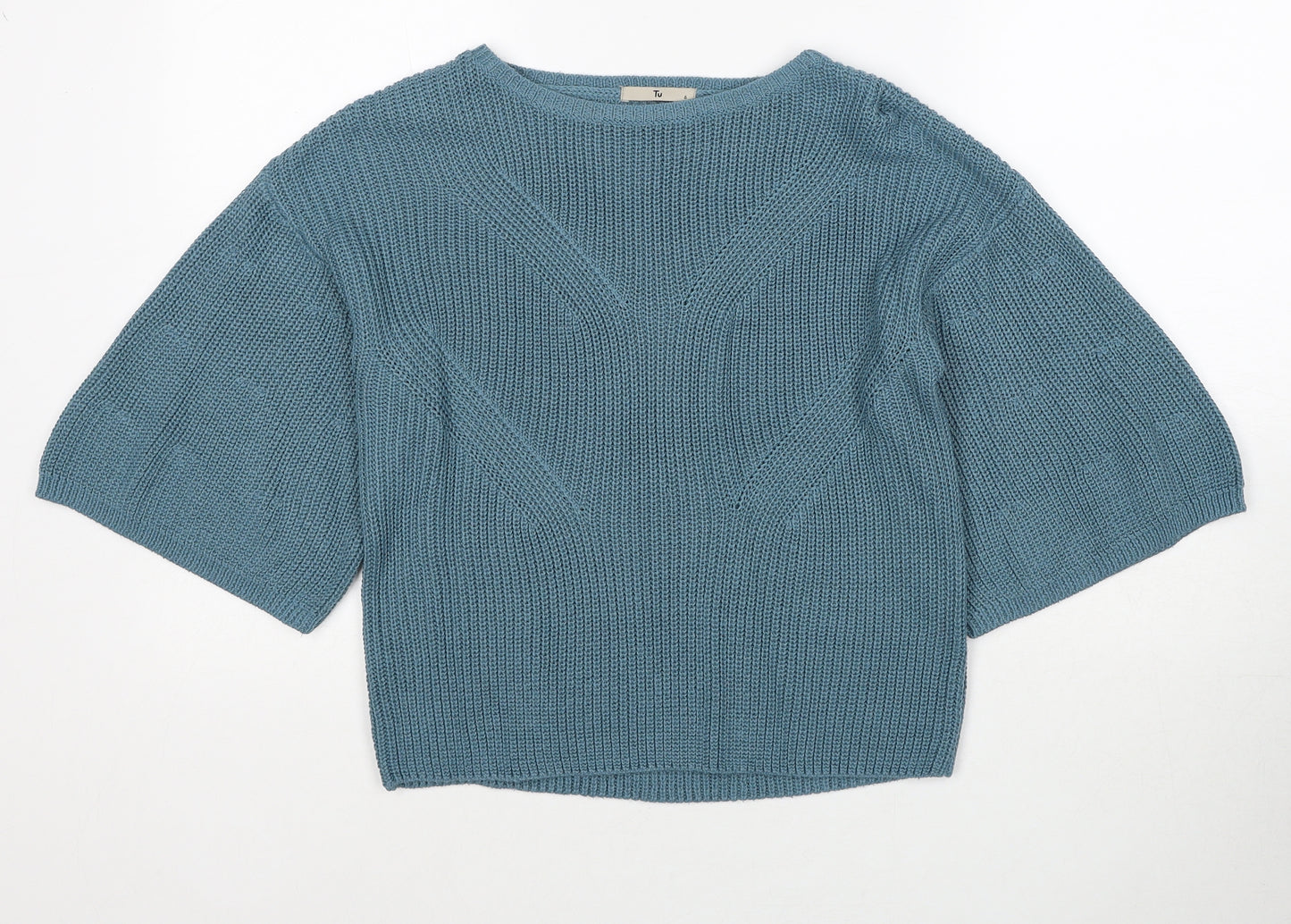 TU Womens Blue Round Neck Acrylic Pullover Jumper Size 8