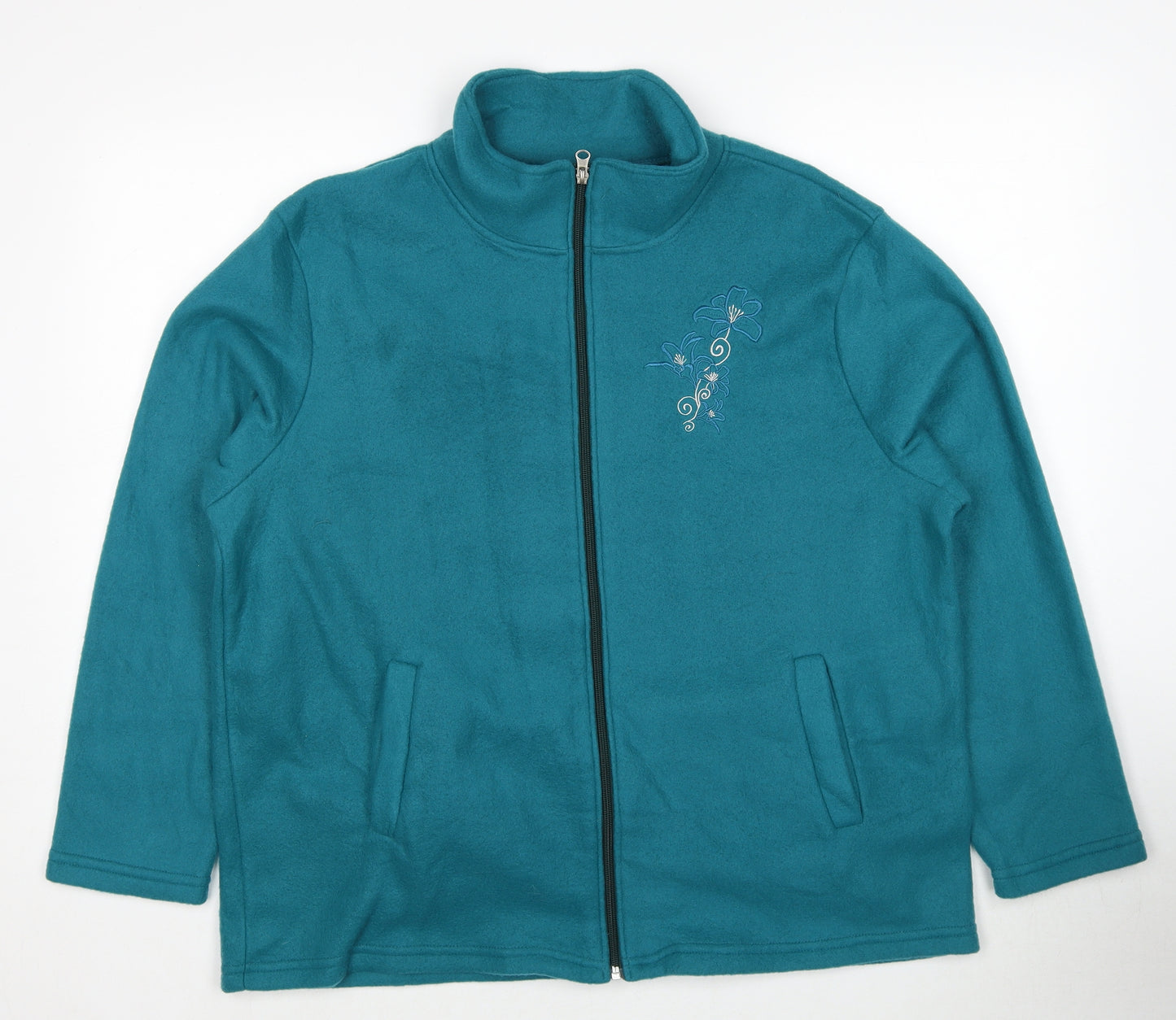 Anne de Lancey Womens Blue Polyester Full Zip Sweatshirt Size L Zip