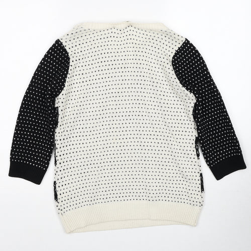 Cooperative Womens White Round Neck Geometric Acrylic Pullover Jumper Size S