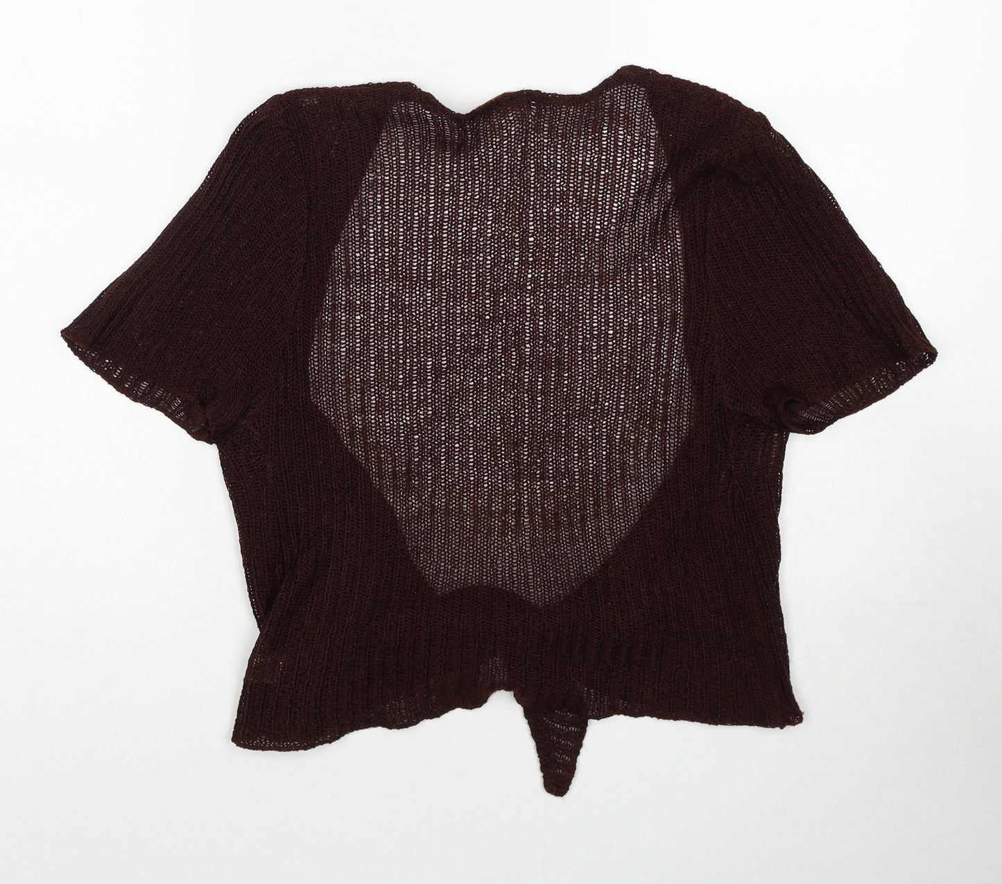 Happit Womens Brown V-Neck Acrylic Cardigan Jumper Size L - Knot Front