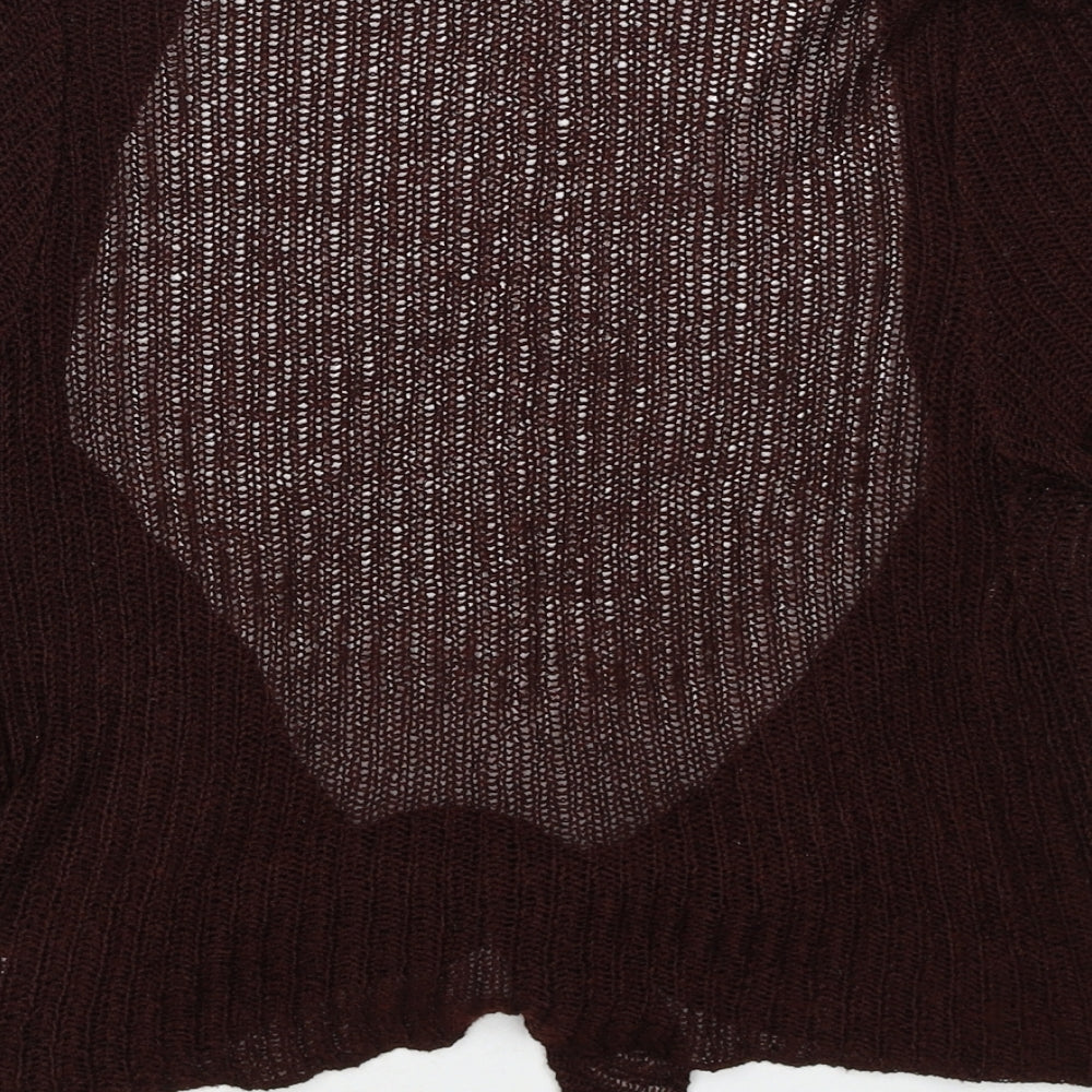Happit Womens Brown V-Neck Acrylic Cardigan Jumper Size L - Knot Front