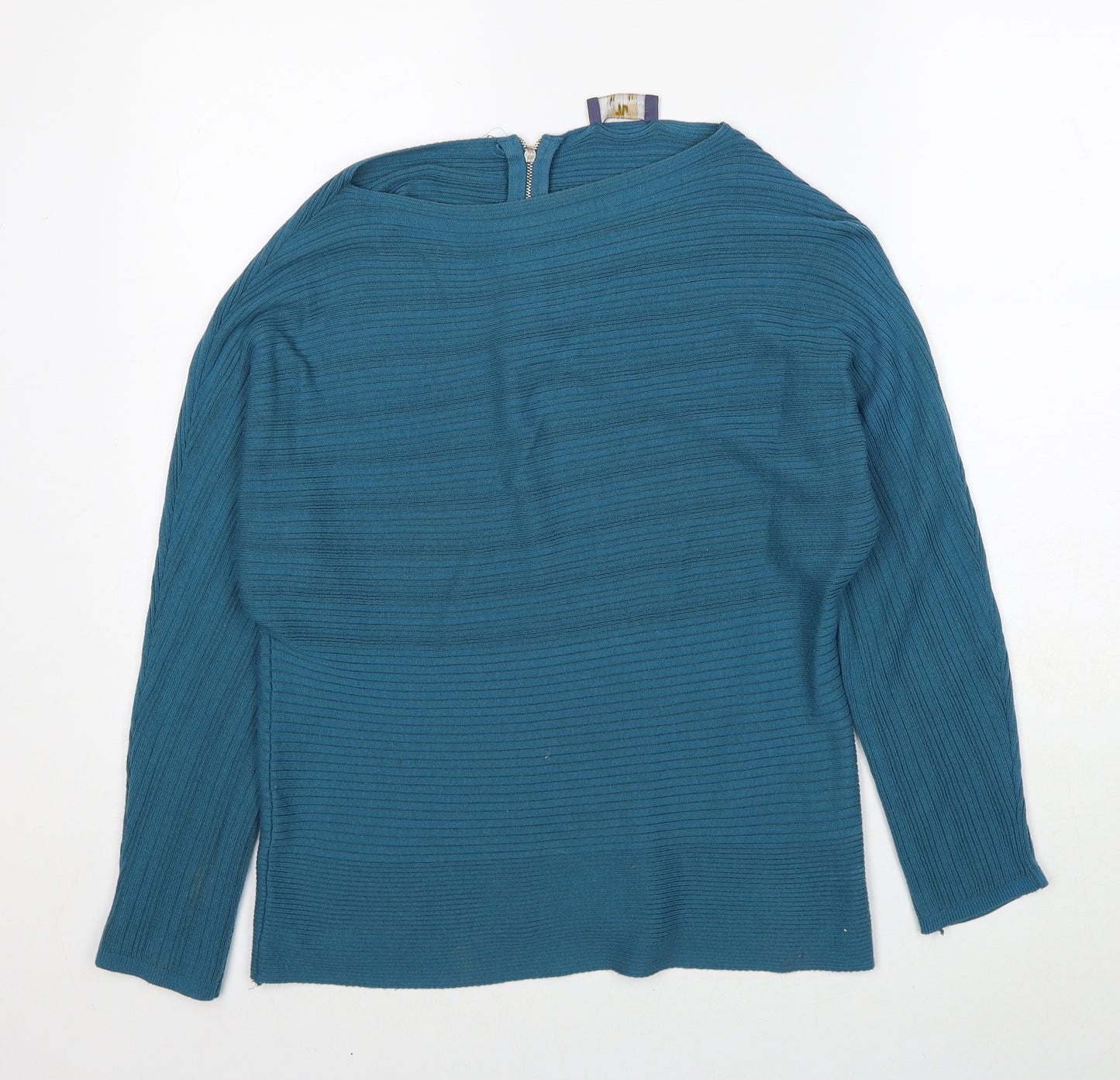 TU Womens Blue Boat Neck Acrylic Pullover Jumper Size 10
