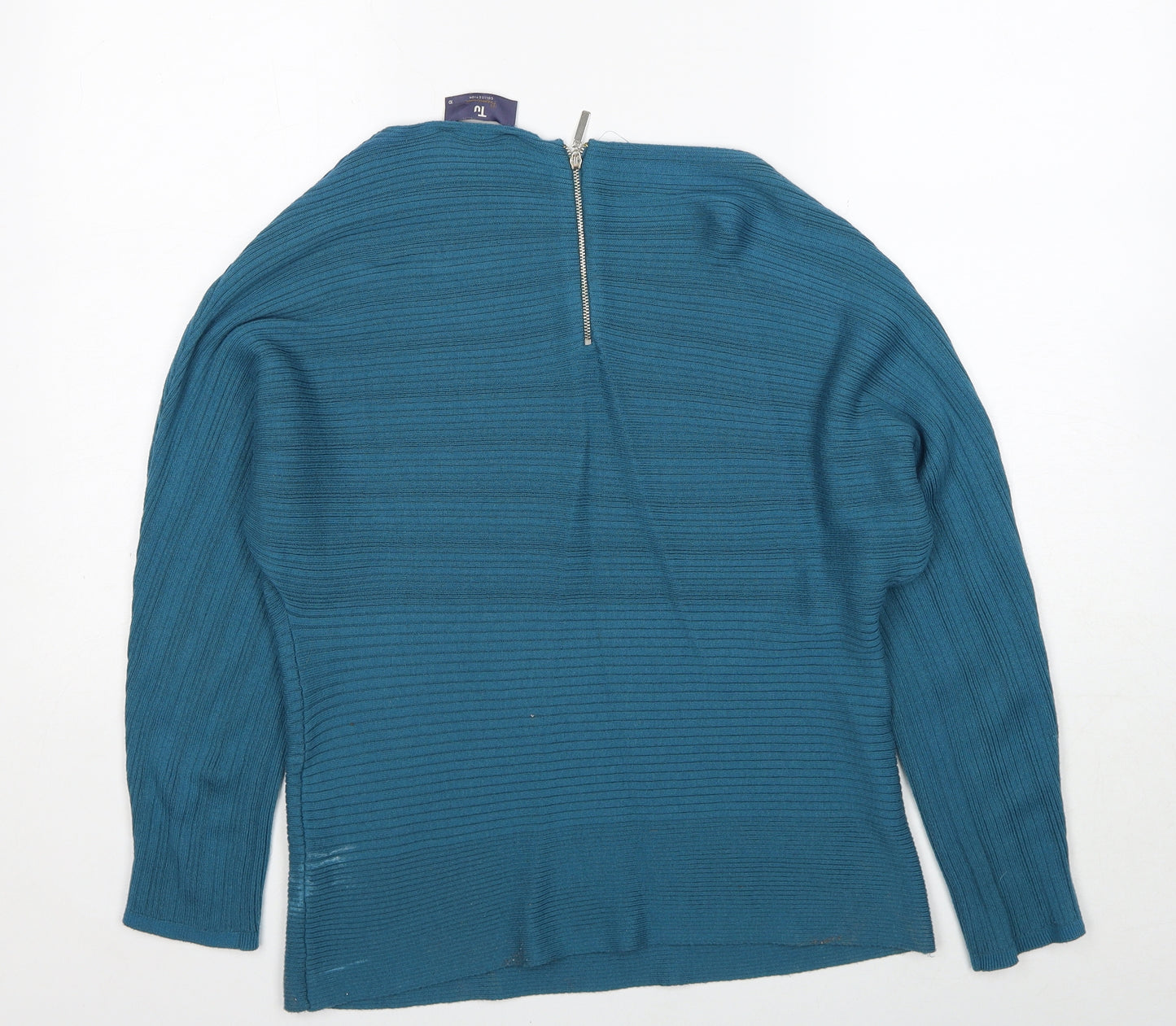 TU Womens Blue Boat Neck Acrylic Pullover Jumper Size 10