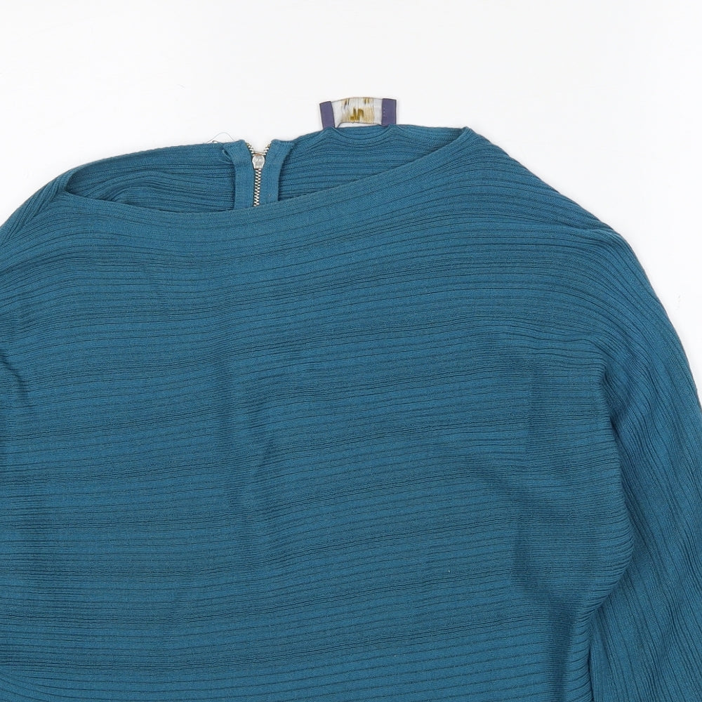 TU Womens Blue Boat Neck Acrylic Pullover Jumper Size 10