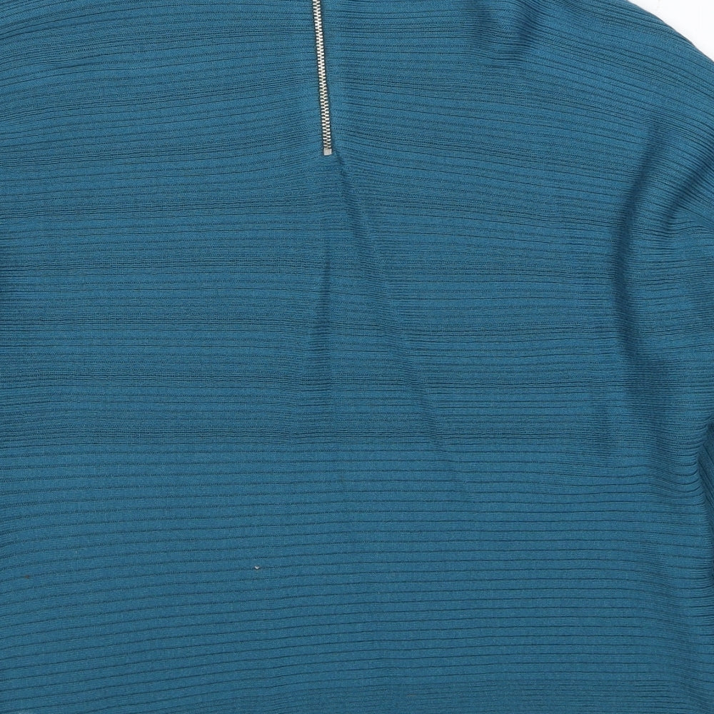 TU Womens Blue Boat Neck Acrylic Pullover Jumper Size 10