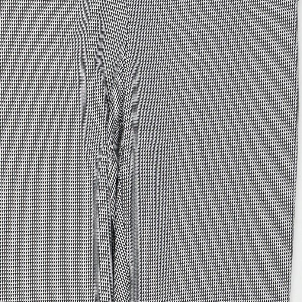 F&F Womens Black Geometric Polyester Trousers Size 10 Regular Zip