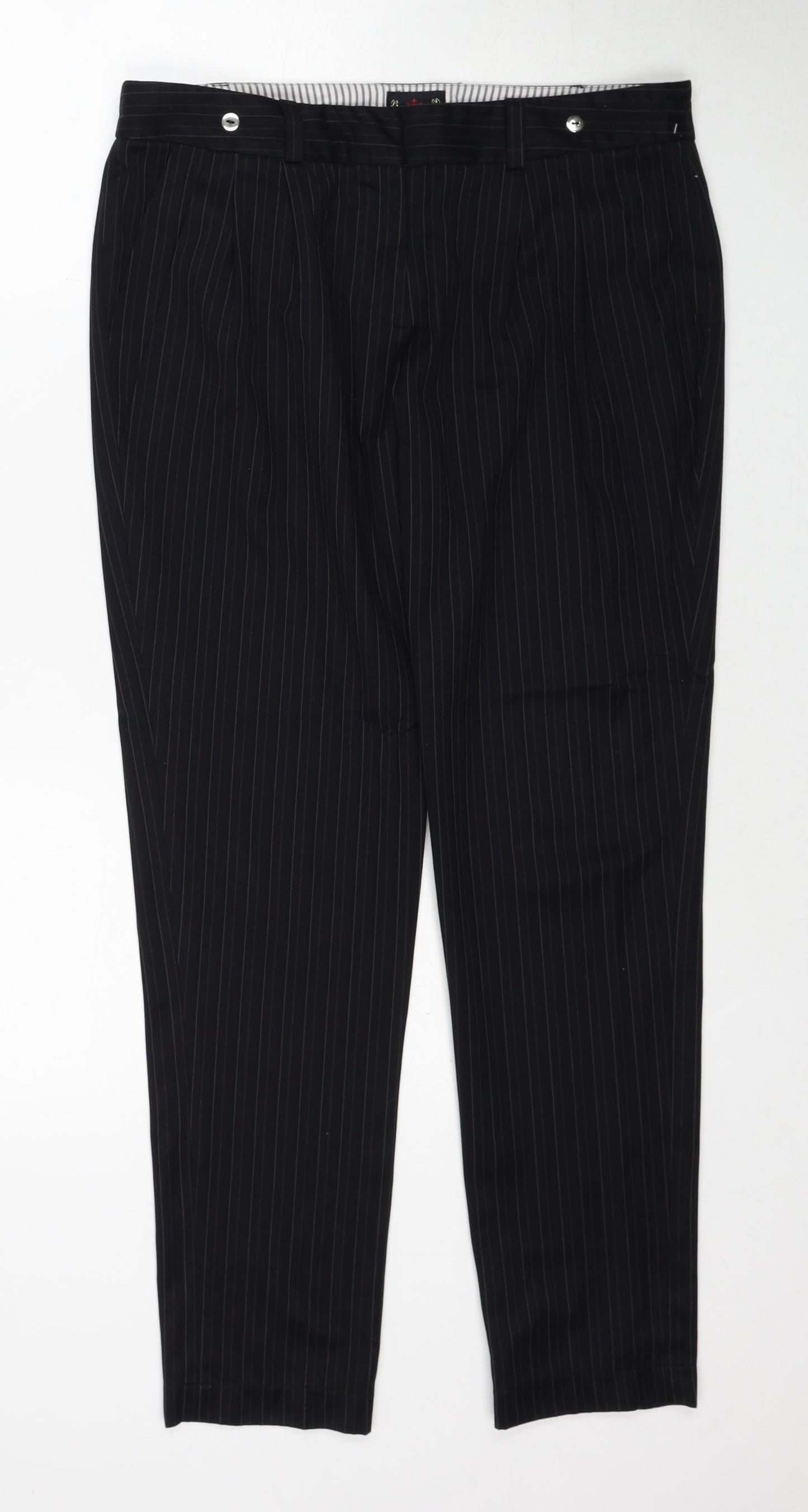 River Island Womens Black Striped Polyester Dress Pants Trousers Size 10 Regular Zip
