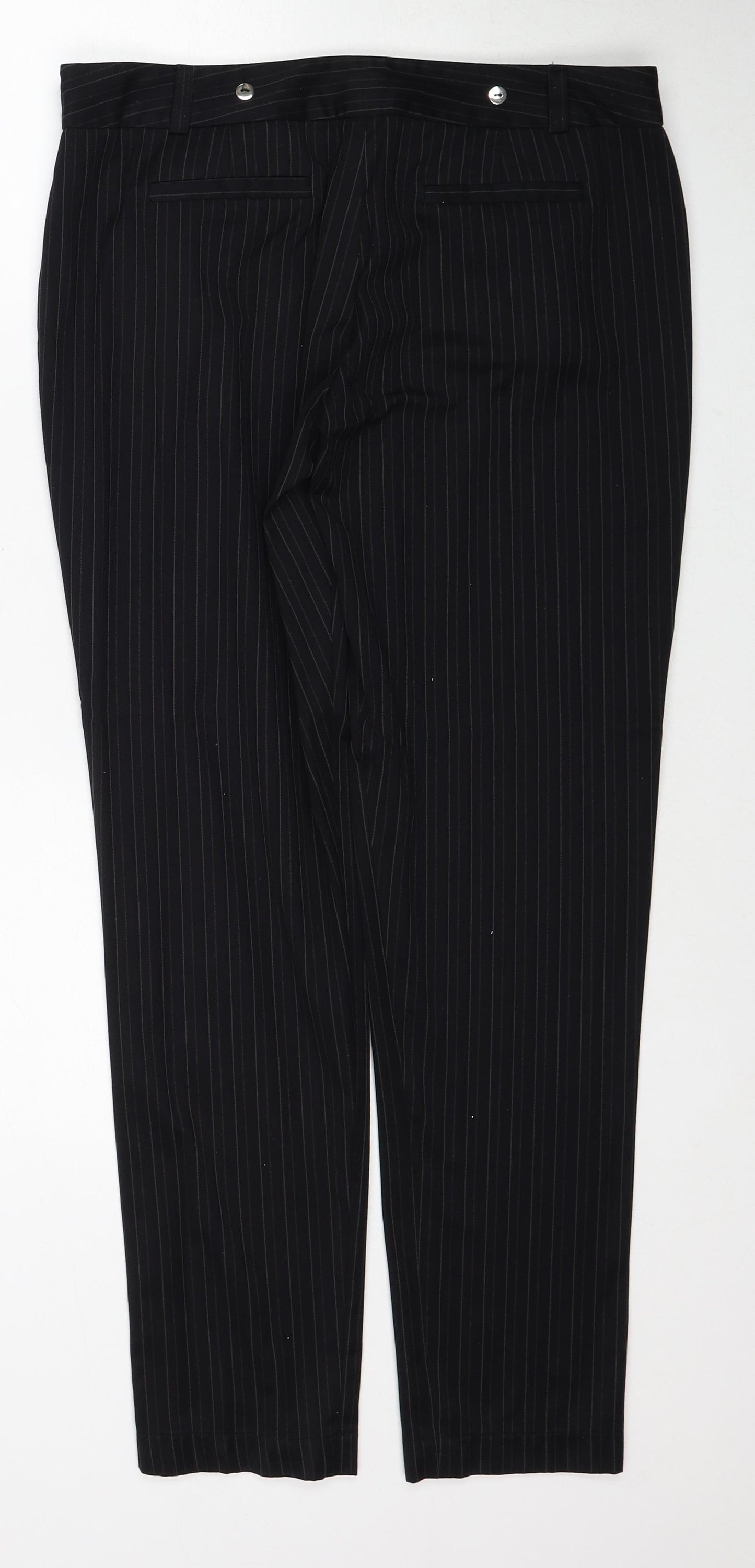 River Island Womens Black Striped Polyester Dress Pants Trousers Size 10 Regular Zip