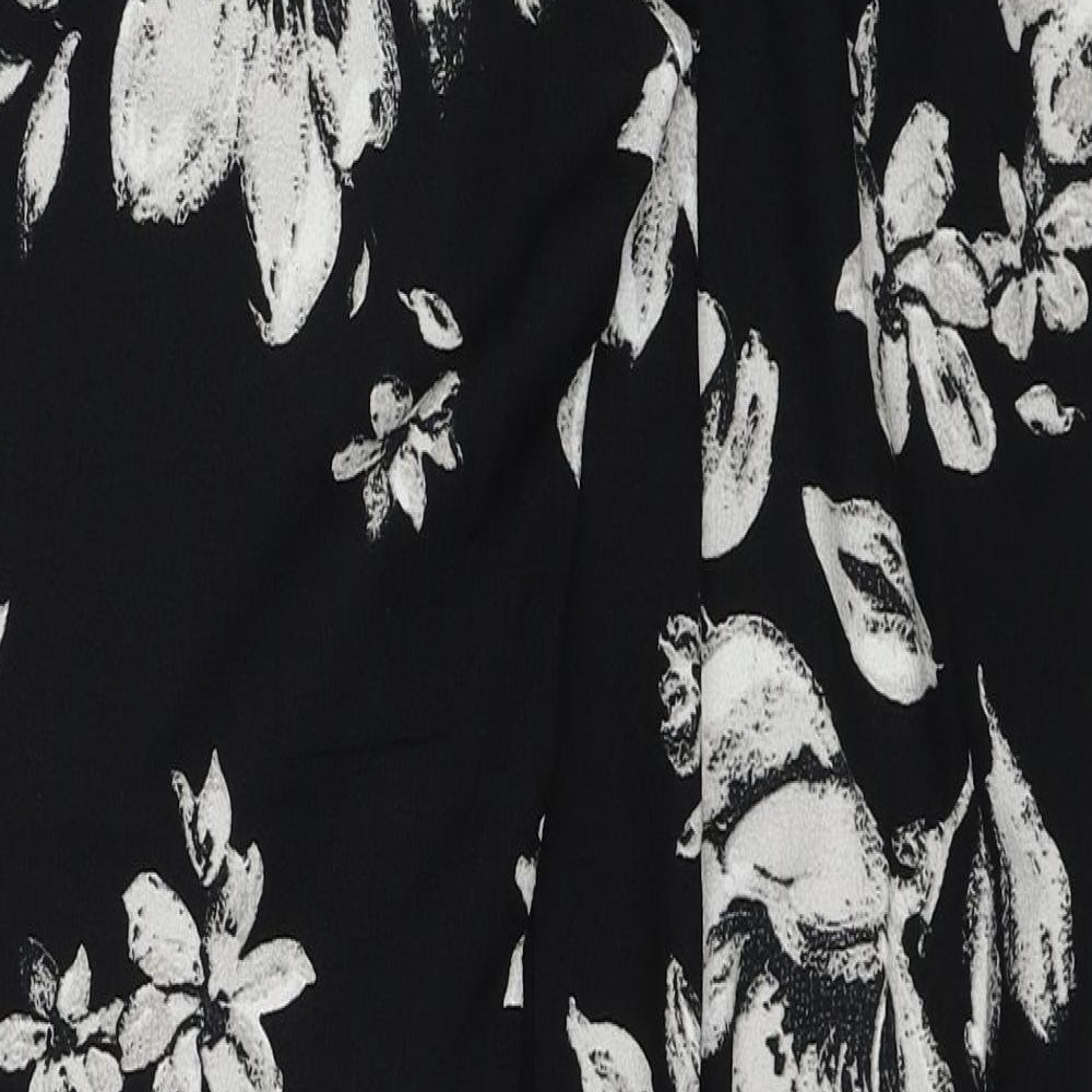 F&F Womens Black Floral Polyester Trousers Size 8 Regular