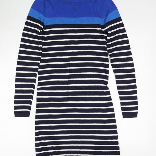 Smartset Womens Blue Striped Cotton Jumper Dress Size XS Round Neck Pullover