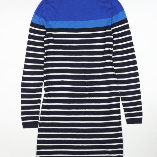 Smartset Womens Blue Striped Cotton Jumper Dress Size XS Round Neck Pullover
