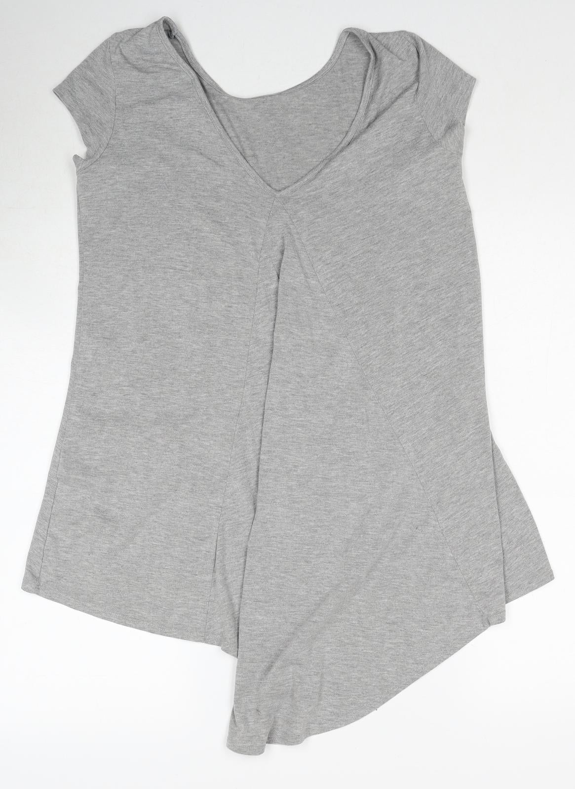 Papaya Womens Grey Polyester Basic T-Shirt Size 10 Round Neck