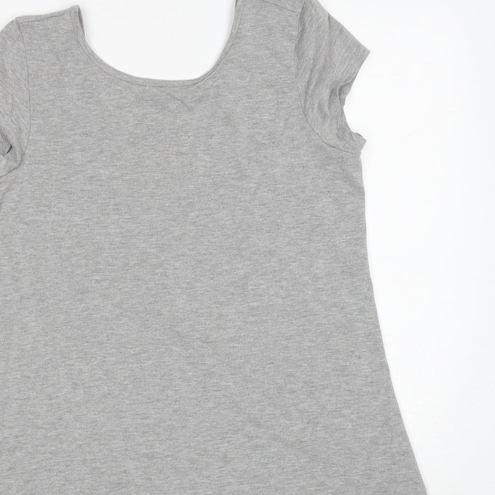 Papaya Womens Grey Polyester Basic T-Shirt Size 10 Round Neck