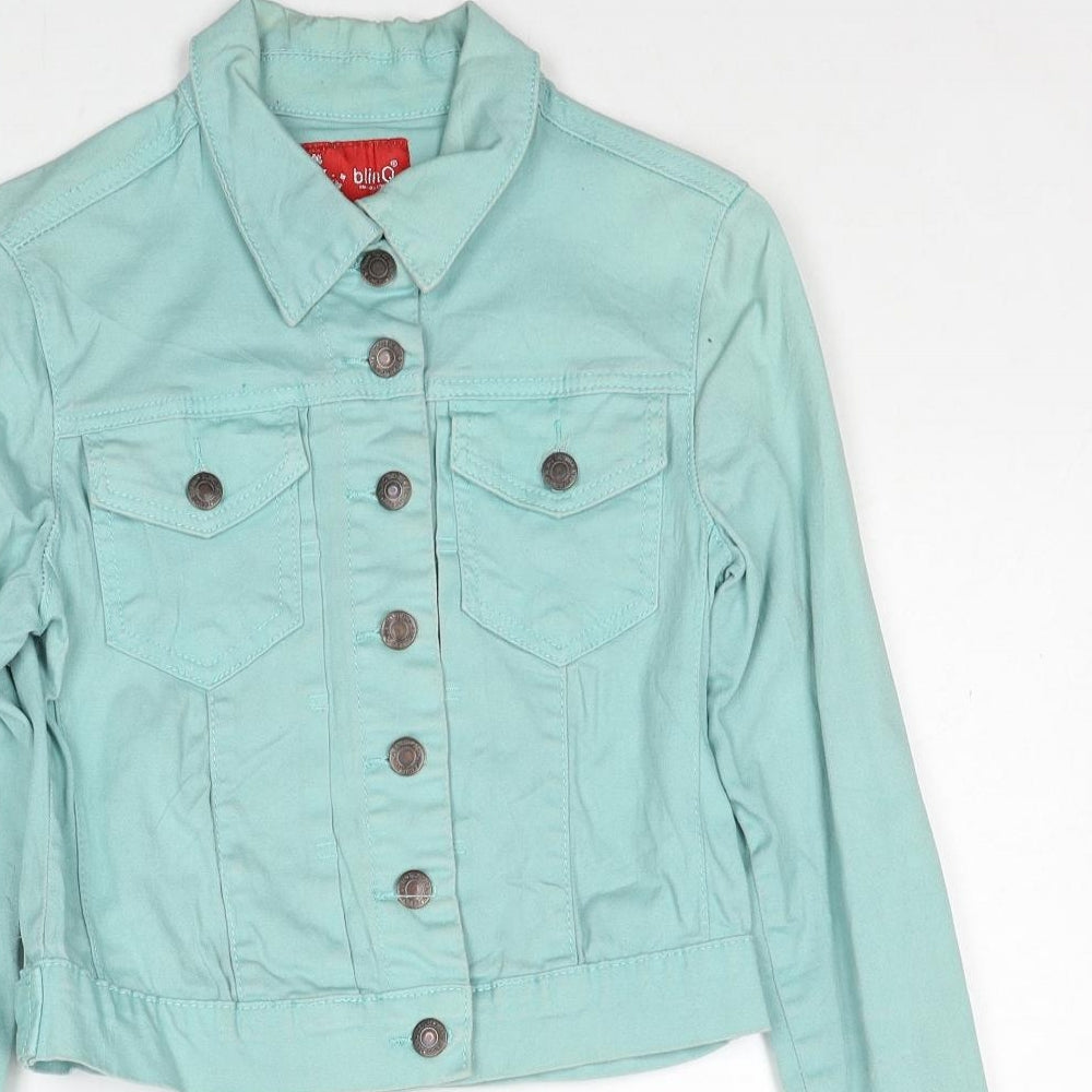 Blinq Womens Blue Jacket Size 10 Button
