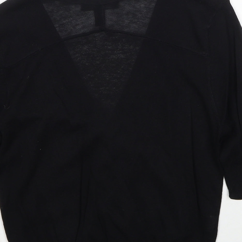 Mango Womens Black V-Neck Polyester Cardigan Jumper Size L
