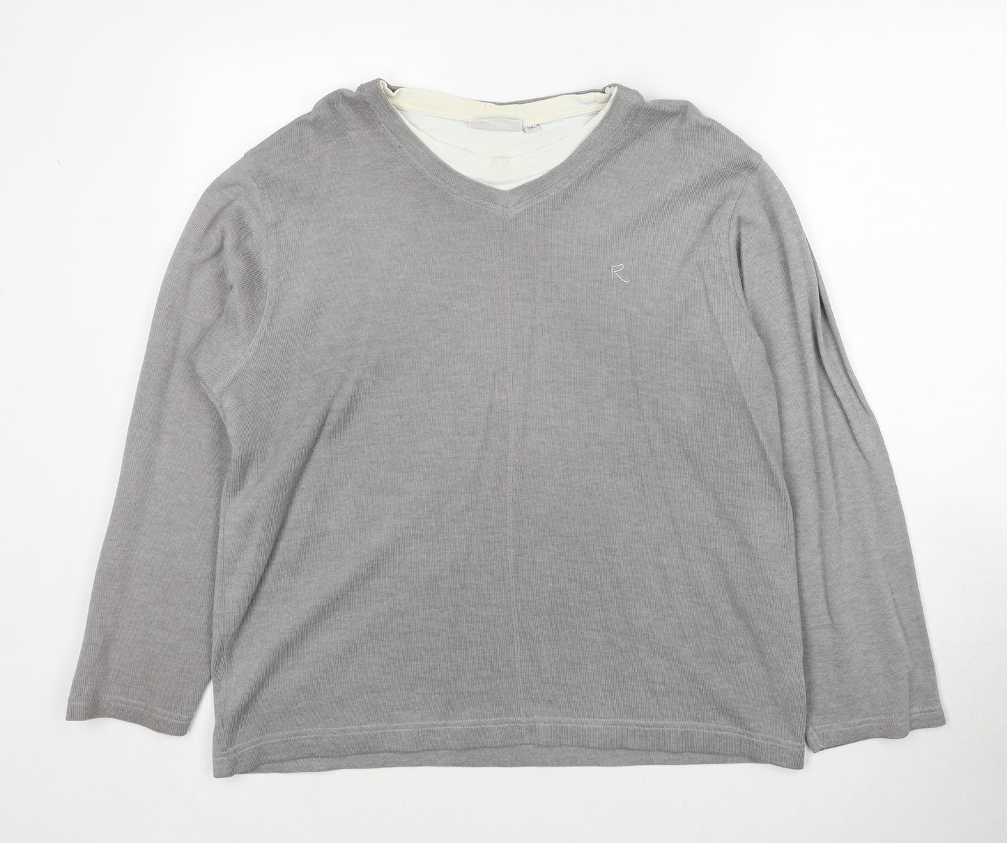 Ricci Mens Grey Round Neck Cotton Pullover Jumper Size M Long Sleeve