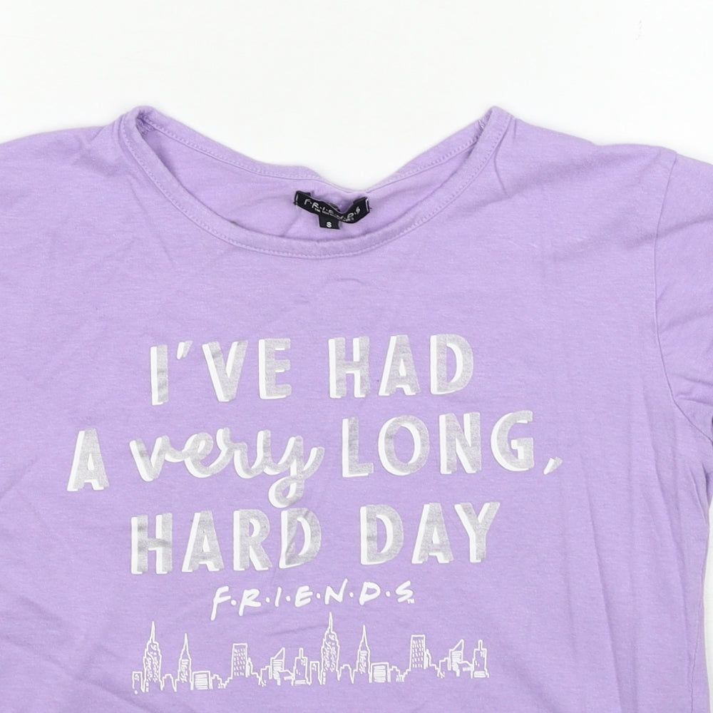Friends Womens Purple Cotton Basic T-Shirt Size 8 Round Neck