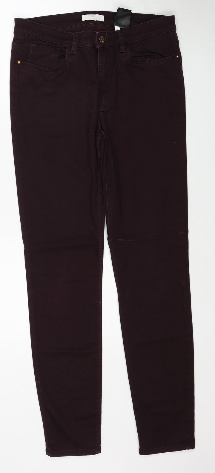 H&M Womens Red Cotton Skinny Jeans Size 12 Regular Zip