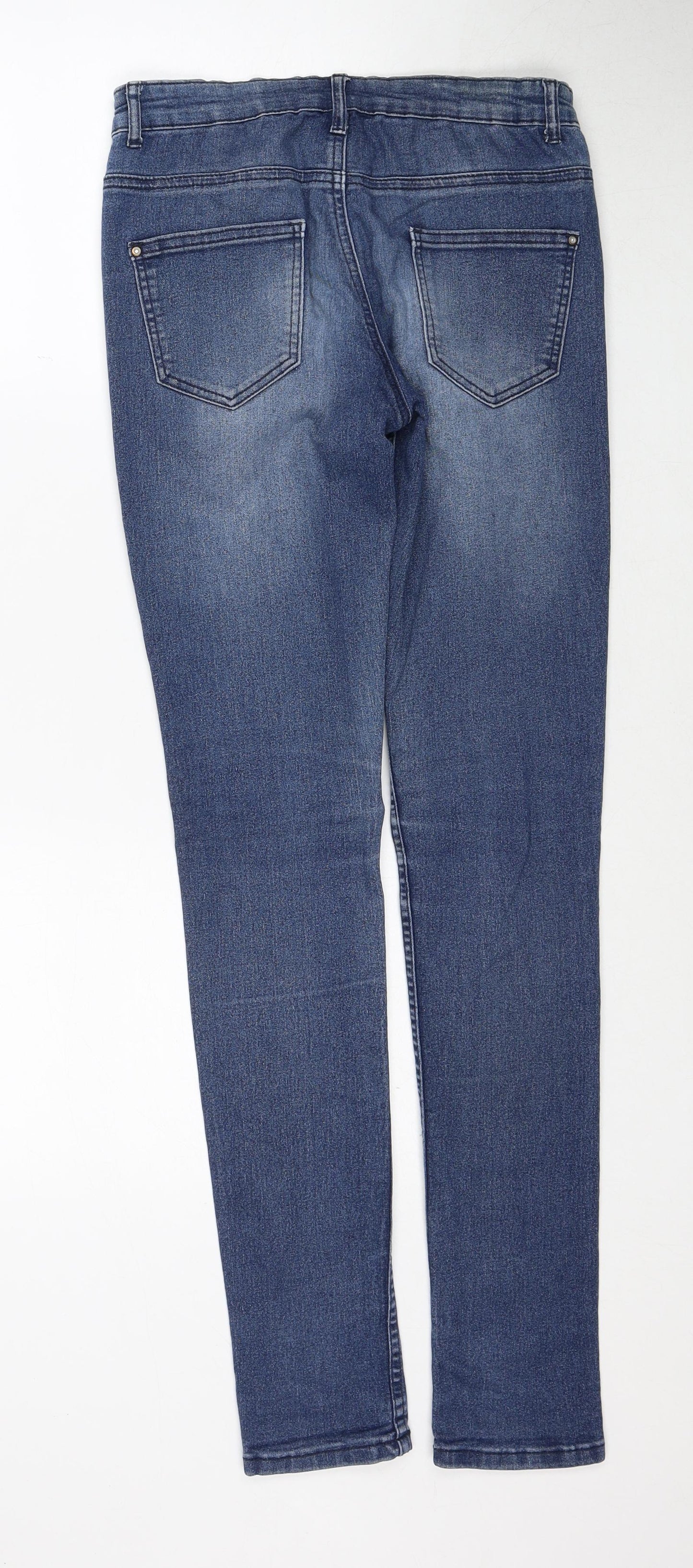 Denim & Co. Girls Blue Cotton Skinny Jeans Size 12-13 Years Regular Zip