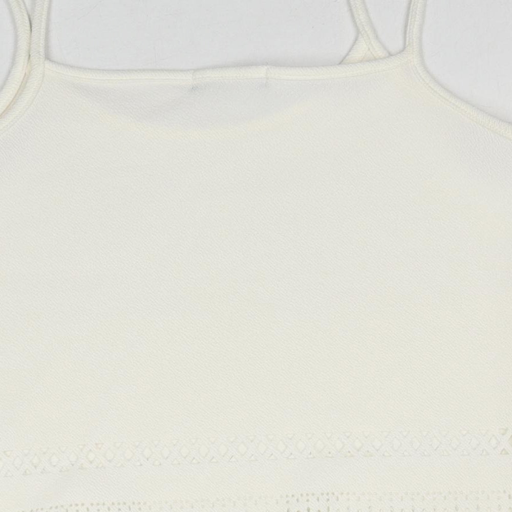 Select Womens White Polyester Cropped Tank Size 14 Round Neck