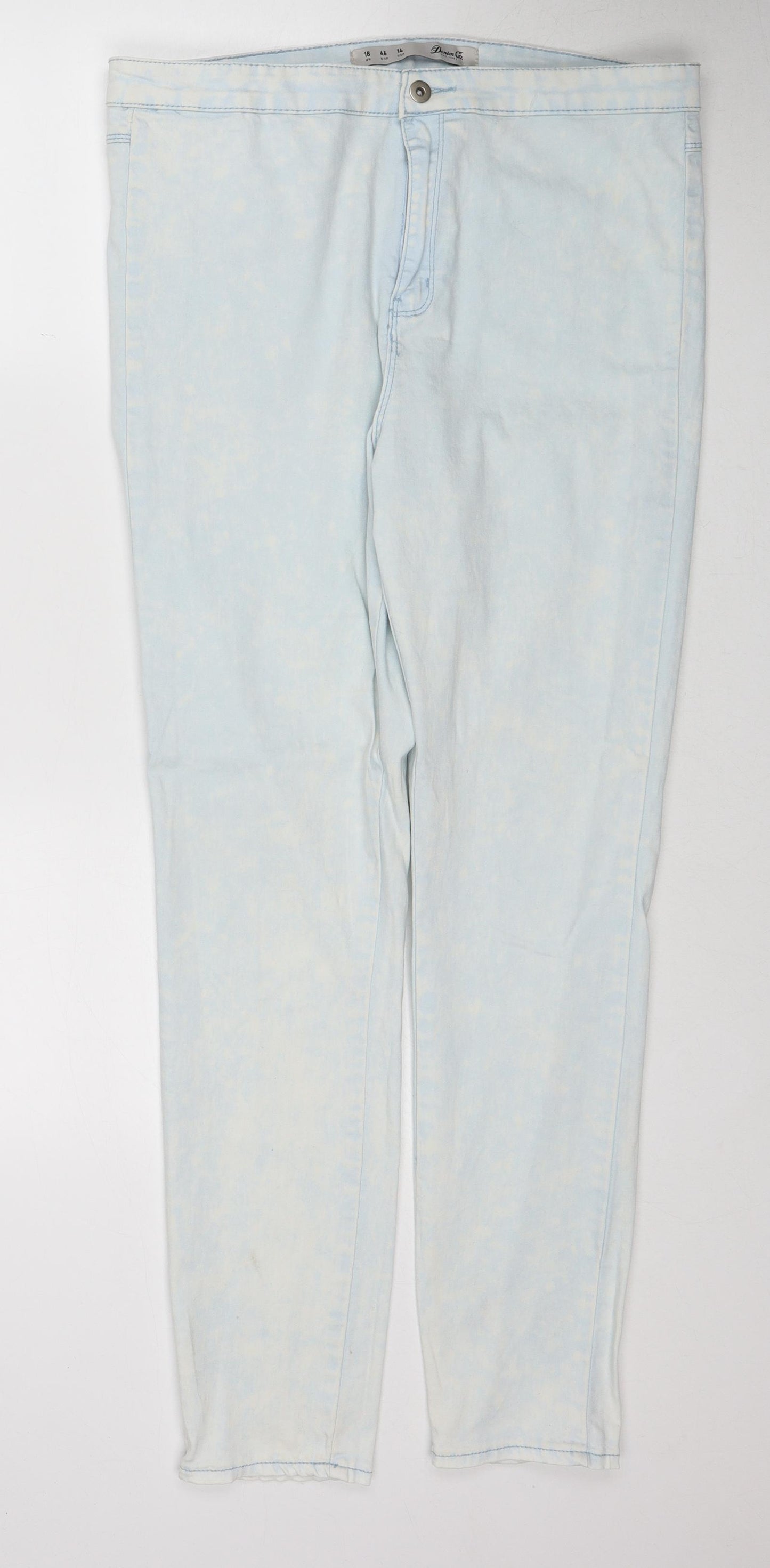 Denim & Co. Womens Blue Cotton Straight Jeans Size 18 Regular Zip