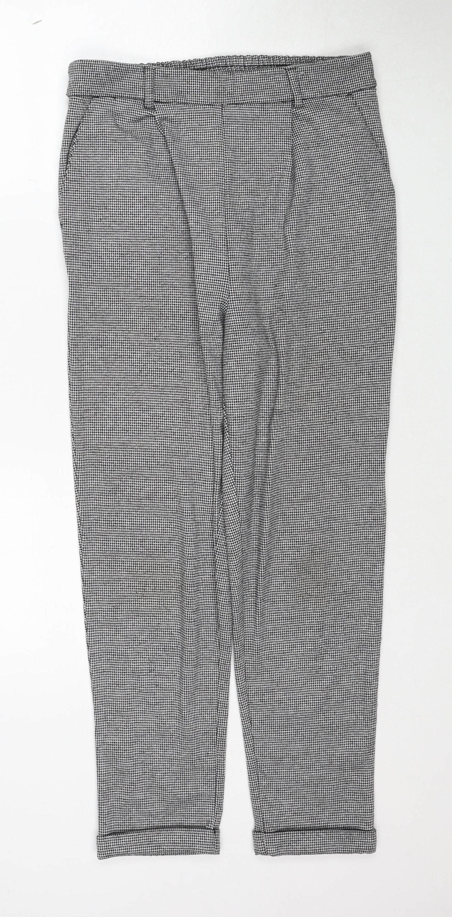 F&F Womens Black Geometric Polyester Trousers Size 12 Regular