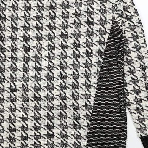 Paz Torras Womens Black Round Neck Geometric Polyester Pullover Jumper Size 12