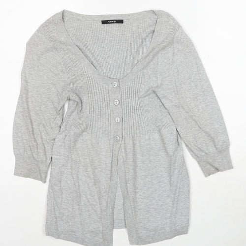 George Womens Grey Scoop Neck Cotton Pullover Jumper Size 10